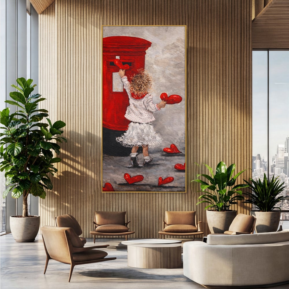 Tablou Canvas Premium, LuxCanva® E1057, Scrisori pentru Iubire, Dragoste, Cutie, Postala, Scrisori, Copil, Iubire, Sentimente, Scriere, Mesaj, Speranta, Gest, Inimi, Living, Dormitor