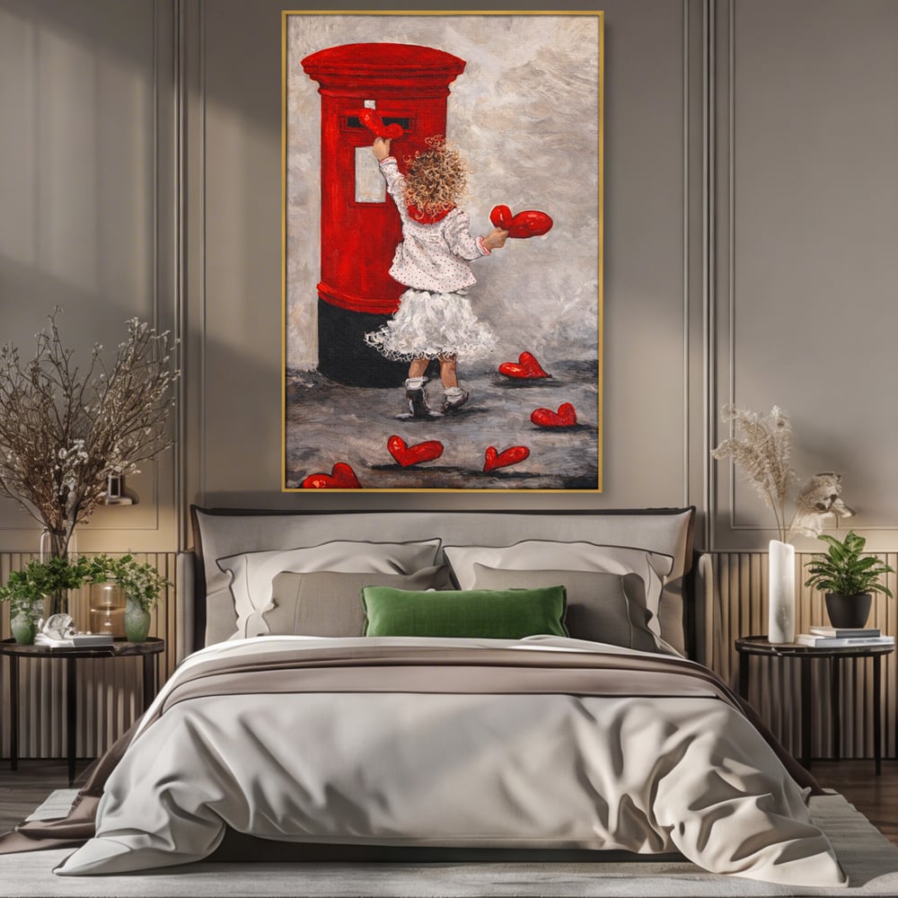 Tablou Canvas Premium, LuxCanva® E1057, Scrisori pentru Iubire, Dragoste, Cutie, Postala, Scrisori, Copil, Iubire, Sentimente, Scriere, Mesaj, Speranta, Gest, Inimi, Living, Dormitor