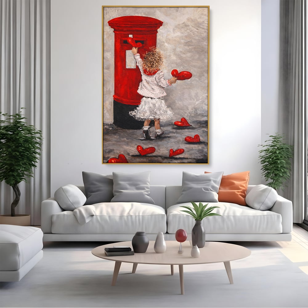 Tablou Canvas Premium, LuxCanva® E1057, Scrisori pentru Iubire, Dragoste, Cutie, Postala, Scrisori, Copil, Iubire, Sentimente, Scriere, Mesaj, Speranta, Gest, Inimi, Living, Dormitor