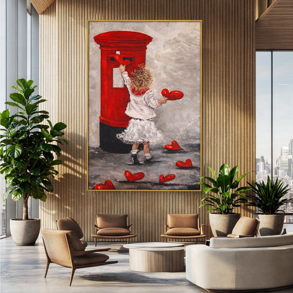 Tablou Canvas Premium, LuxCanva® E1057, Scrisori pentru Iubire, Dragoste, Cutie, Postala, Scrisori, Copil, Iubire, Sentimente, Scriere, Mesaj, Speranta, Gest, Inimi, Living, Dormitor