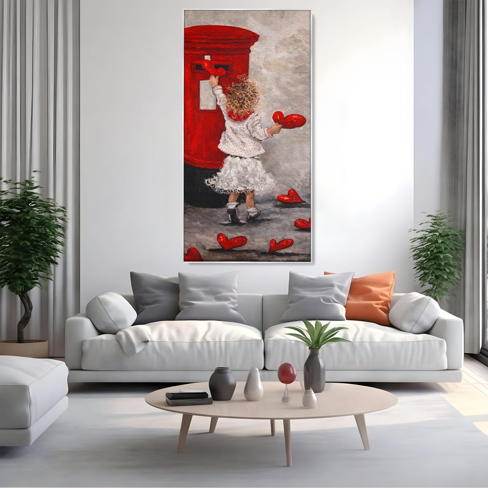 Tablou Canvas Premium, LuxCanva® E1057, Scrisori pentru Iubire, Dragoste, Cutie, Postala, Scrisori, Copil, Iubire, Sentimente, Scriere, Mesaj, Speranta, Gest, Inimi, Living, Dormitor