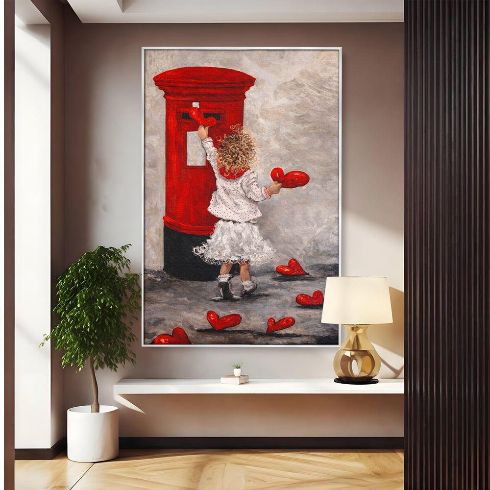 Tablou Canvas Premium, LuxCanva® E1057, Scrisori pentru Iubire, Dragoste, Cutie, Postala, Scrisori, Copil, Iubire, Sentimente, Scriere, Mesaj, Speranta, Gest, Inimi, Living, Dormitor