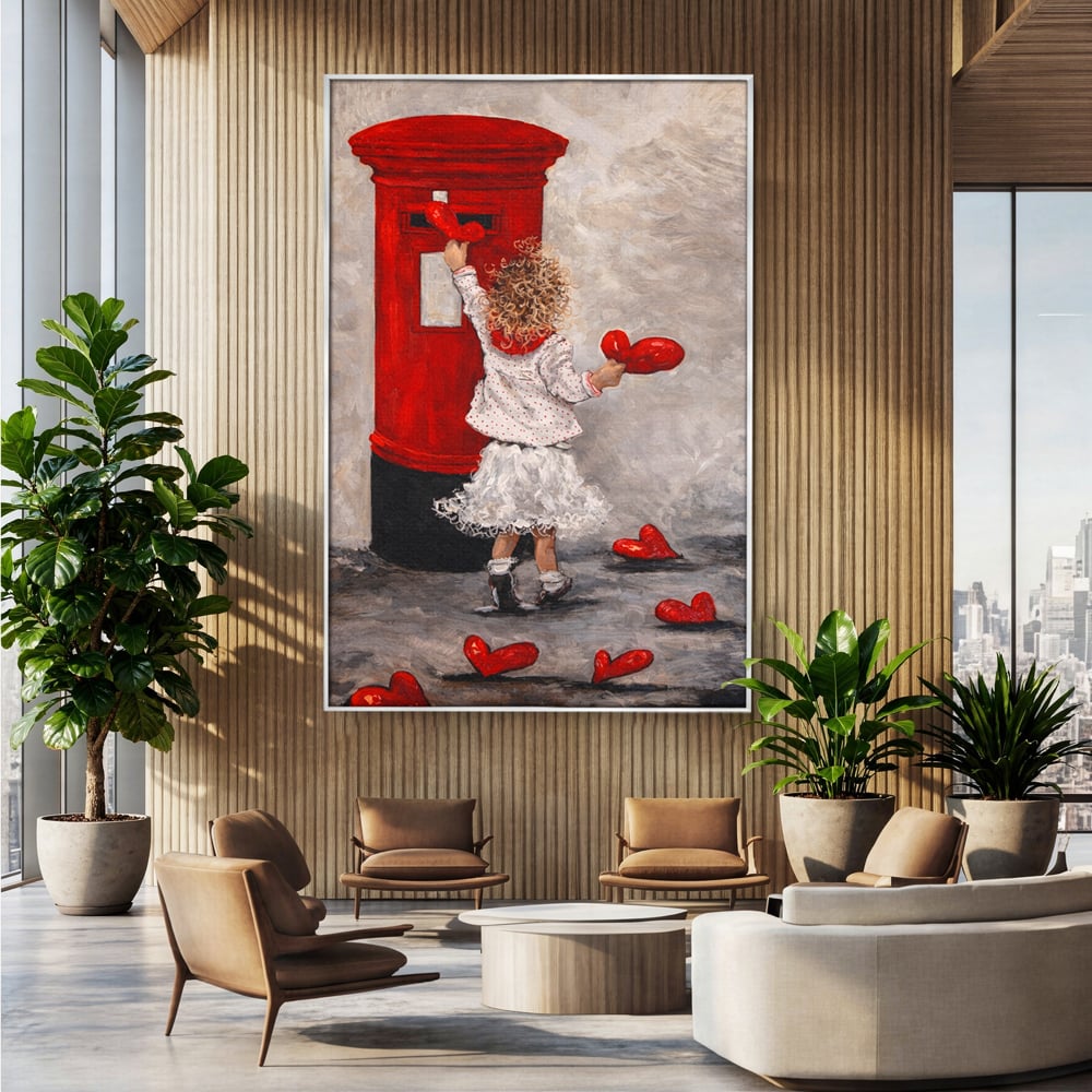 Tablou Canvas Premium, LuxCanva® E1057, Scrisori pentru Iubire, Dragoste, Cutie, Postala, Scrisori, Copil, Iubire, Sentimente, Scriere, Mesaj, Speranta, Gest, Inimi, Living, Dormitor