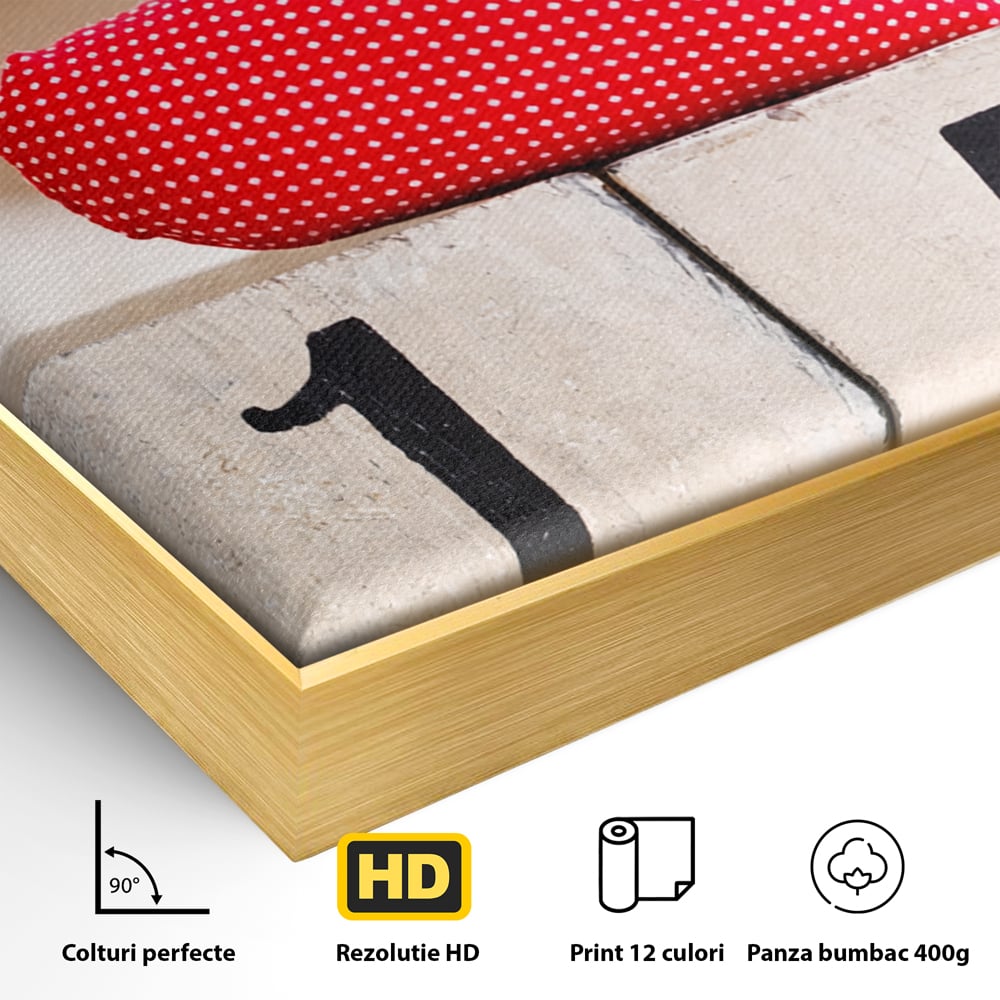 Tablou Canvas Premium, LuxCanva® E1058, Februarie, Ziua Inimii, Dragoste, Data, Inima, Valentine’s Day, Rosu, Simbol, Calendar, Sarbatoare, Tandrete, Cuplu, Iubire, Living, Dormitor