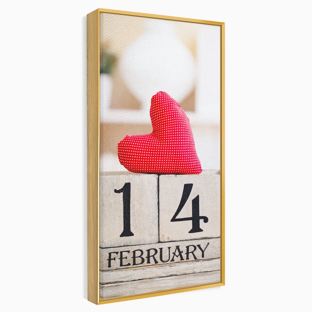 Tablou Canvas Premium, LuxCanva® E1058, Februarie, Ziua Inimii, Dragoste, Data, Inima, Valentine’s Day, Rosu, Simbol, Calendar, Sarbatoare, Tandrete, Cuplu, Iubire, Living, Dormitor