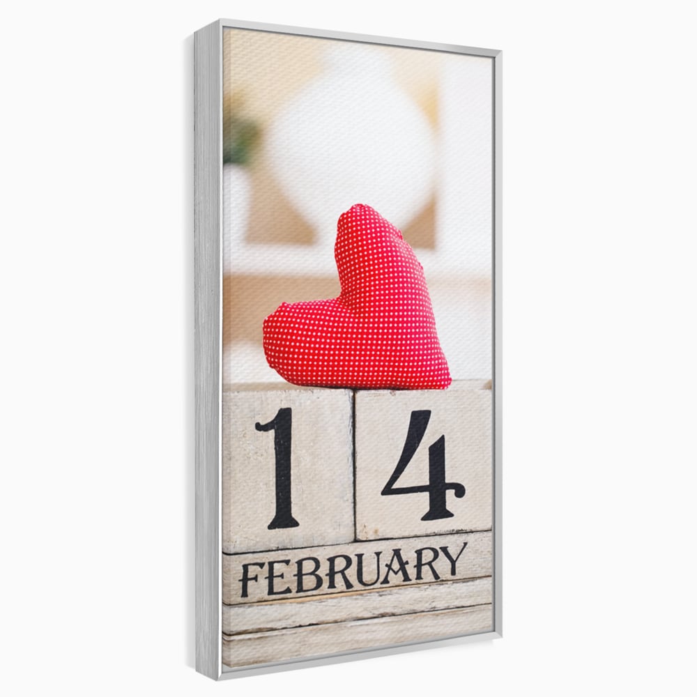 Tablou Canvas Premium, LuxCanva® E1058, Februarie, Ziua Inimii, Dragoste, Data, Inima, Valentine’s Day, Rosu, Simbol, Calendar, Sarbatoare, Tandrete, Cuplu, Iubire, Living, Dormitor
