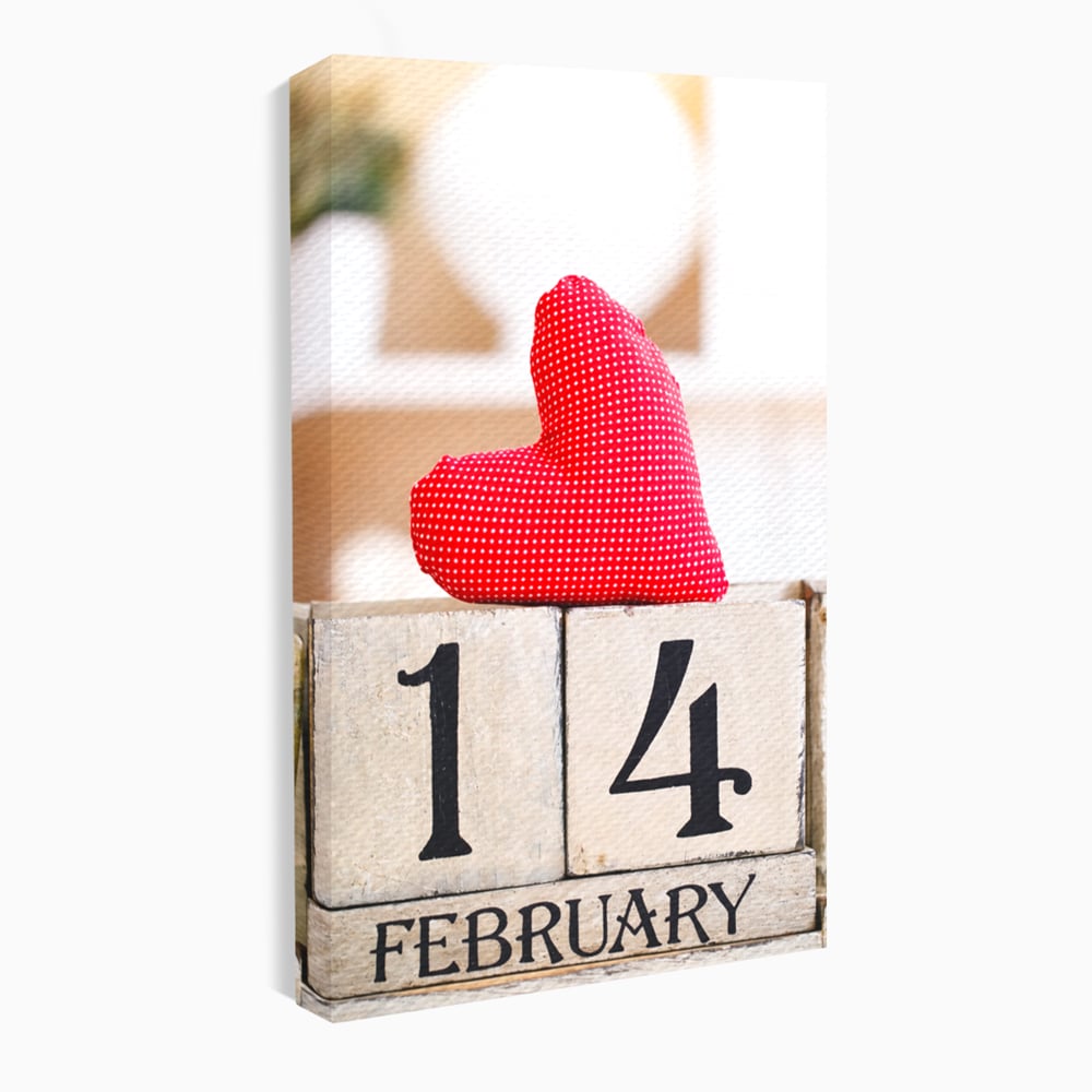 Tablou Canvas Premium, LuxCanva® E1058, Februarie, Ziua Inimii, Dragoste, Data, Inima, Valentine’s Day, Rosu, Simbol, Calendar, Sarbatoare, Tandrete, Cuplu, Iubire, Living, Dormitor