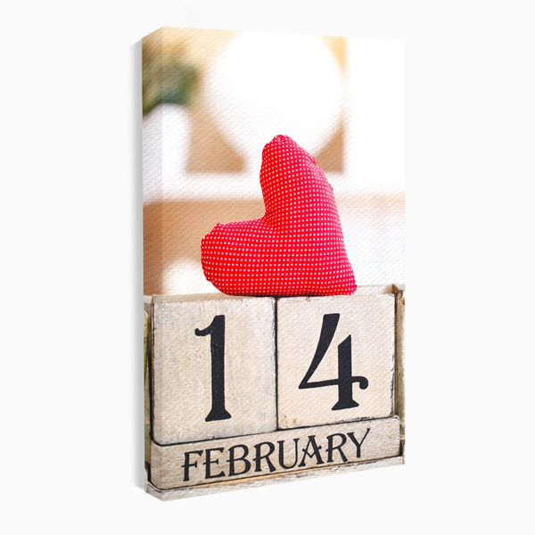 Tablou Canvas Premium, LuxCanva® E1058, Februarie, Ziua Inimii, Dragoste, Data, Inima, Valentine’s Day, Rosu, Simbol, Calendar, Sarbatoare, Tandrete, Cuplu, Iubire, Living, Dormitor