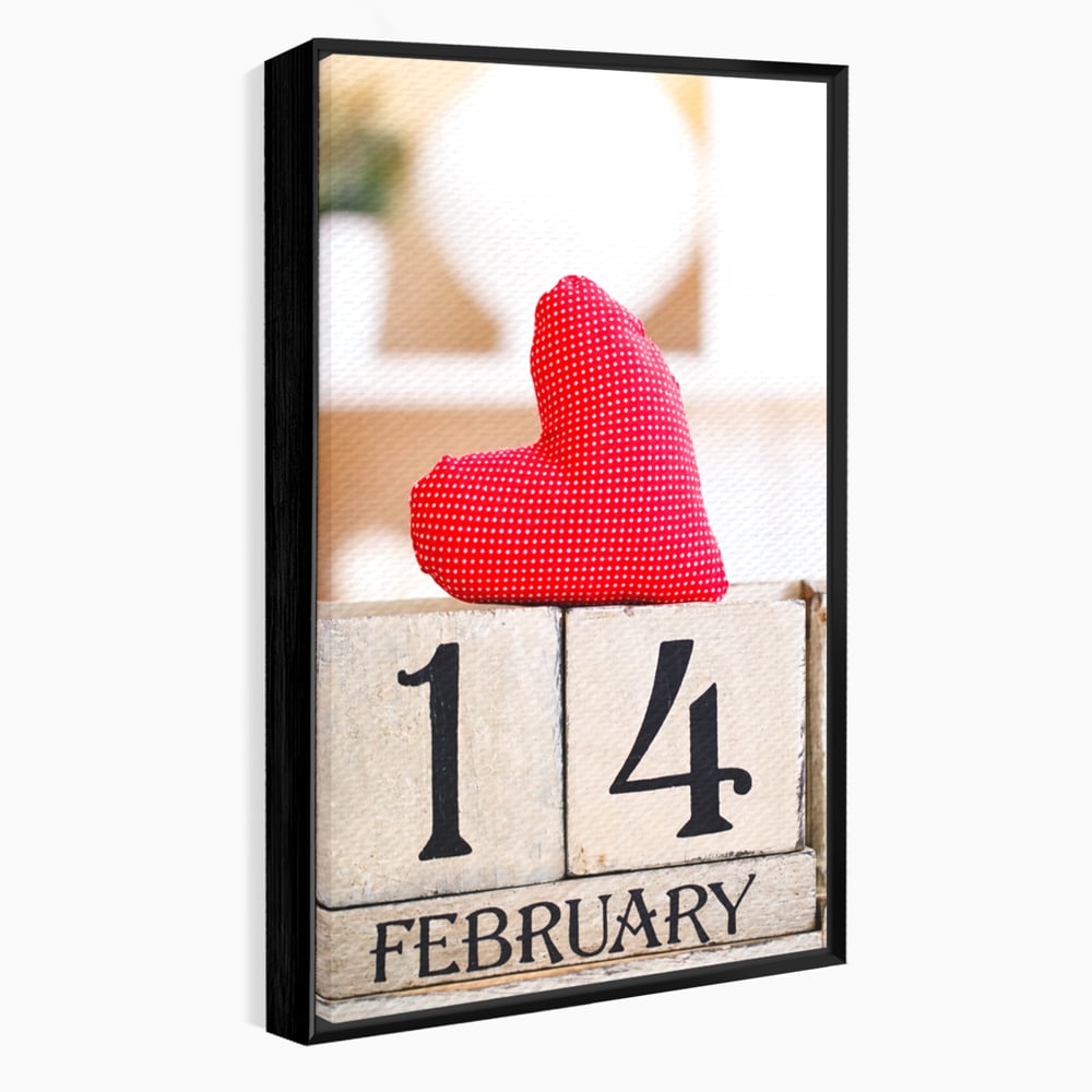 Tablou Canvas Premium, LuxCanva® E1058, Februarie, Ziua Inimii, Dragoste, Data, Inima, Valentine’s Day, Rosu, Simbol, Calendar, Sarbatoare, Tandrete, Cuplu, Iubire, Living, Dormitor