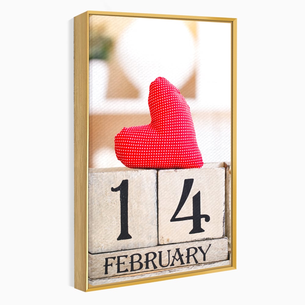 Tablou Canvas Premium, LuxCanva® E1058, Februarie, Ziua Inimii, Dragoste, Data, Inima, Valentine’s Day, Rosu, Simbol, Calendar, Sarbatoare, Tandrete, Cuplu, Iubire, Living, Dormitor