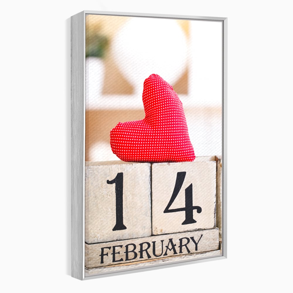 Tablou Canvas Premium, LuxCanva® E1058, Februarie, Ziua Inimii, Dragoste, Data, Inima, Valentine’s Day, Rosu, Simbol, Calendar, Sarbatoare, Tandrete, Cuplu, Iubire, Living, Dormitor