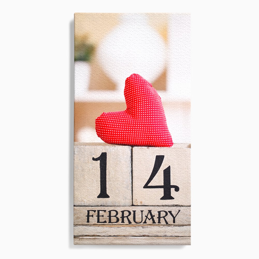 Tablou Canvas Premium, LuxCanva® E1058, Februarie, Ziua Inimii, Dragoste, Data, Inima, Valentine’s Day, Rosu, Simbol, Calendar, Sarbatoare, Tandrete, Cuplu, Iubire, Living, Dormitor