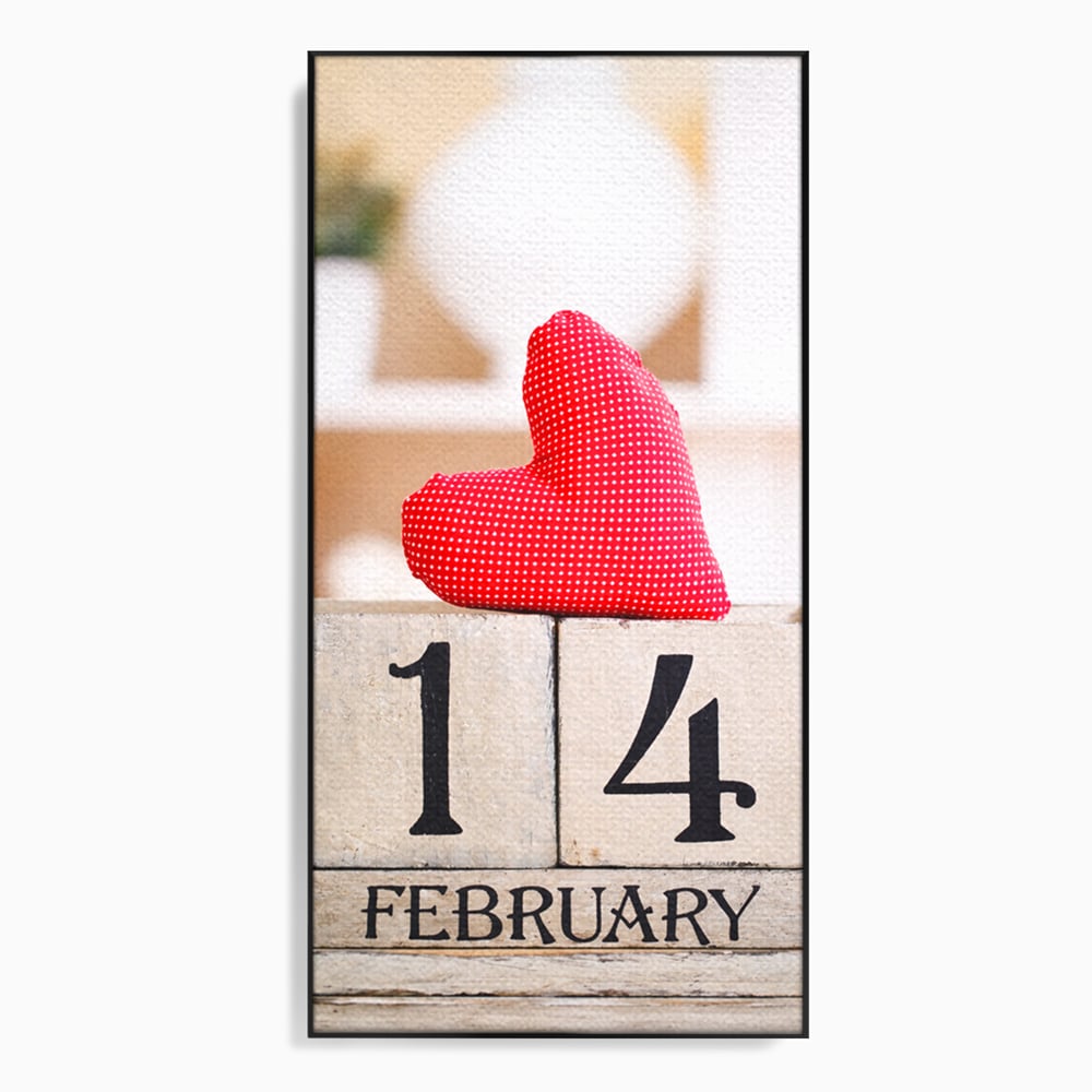 Tablou Canvas Premium, LuxCanva® E1058, Februarie, Ziua Inimii, Dragoste, Data, Inima, Valentine’s Day, Rosu, Simbol, Calendar, Sarbatoare, Tandrete, Cuplu, Iubire, Living, Dormitor