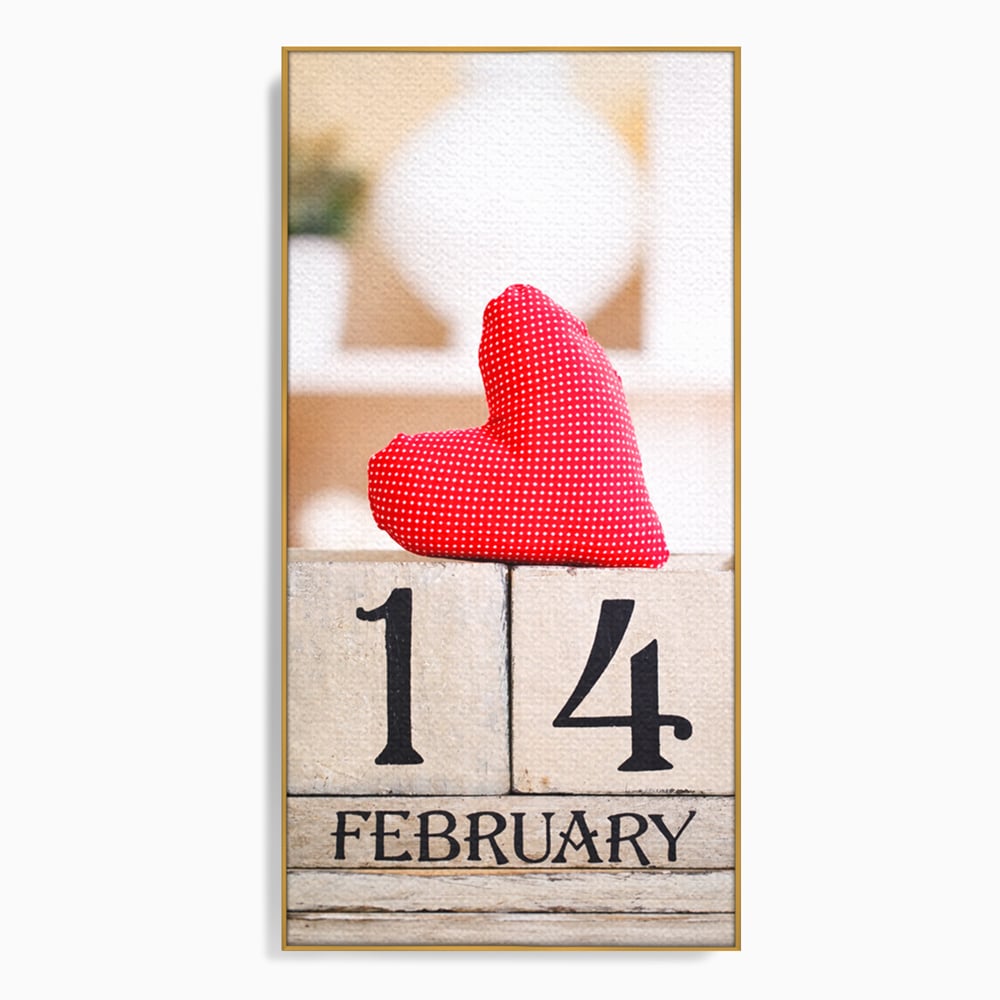 Tablou Canvas Premium, LuxCanva® E1058, Februarie, Ziua Inimii, Dragoste, Data, Inima, Valentine’s Day, Rosu, Simbol, Calendar, Sarbatoare, Tandrete, Cuplu, Iubire, Living, Dormitor