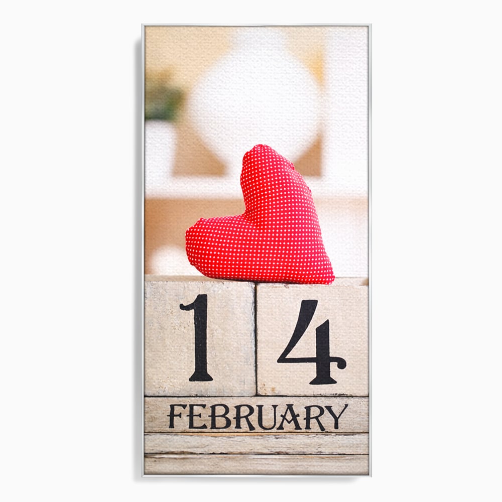 Tablou Canvas Premium, LuxCanva® E1058, Februarie, Ziua Inimii, Dragoste, Data, Inima, Valentine’s Day, Rosu, Simbol, Calendar, Sarbatoare, Tandrete, Cuplu, Iubire, Living, Dormitor