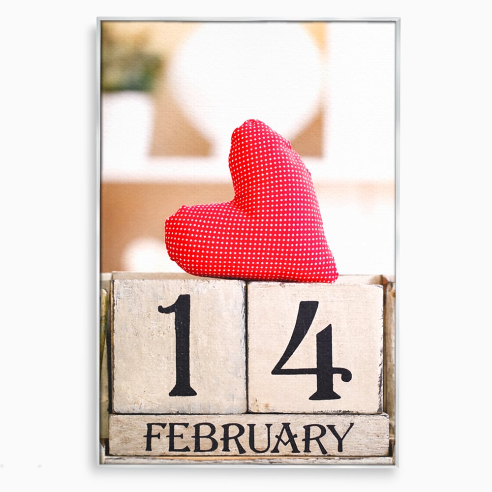 Tablou Canvas Premium, LuxCanva® E1058, Februarie, Ziua Inimii, Dragoste, Data, Inima, Valentine’s Day, Rosu, Simbol, Calendar, Sarbatoare, Tandrete, Cuplu, Iubire, Living, Dormitor