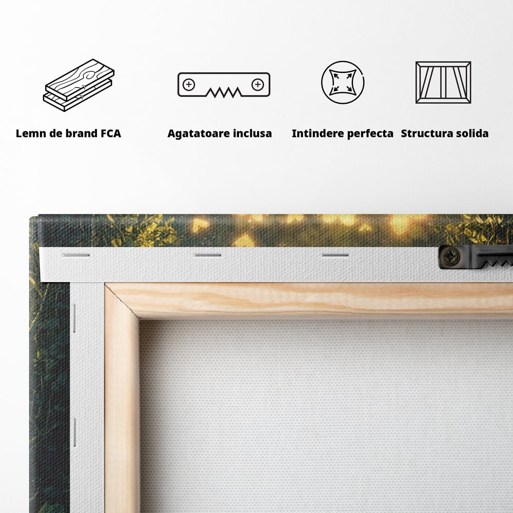 Tablou Canvas Premium, LuxCanva® E1059, Promisiunea din Padure, Dragoste, Inima, Valentine’s Day, Tandrete, Cuplu, Iubire, Ursuleti, Padure, Natura, Stralucire, Living, Dormitor