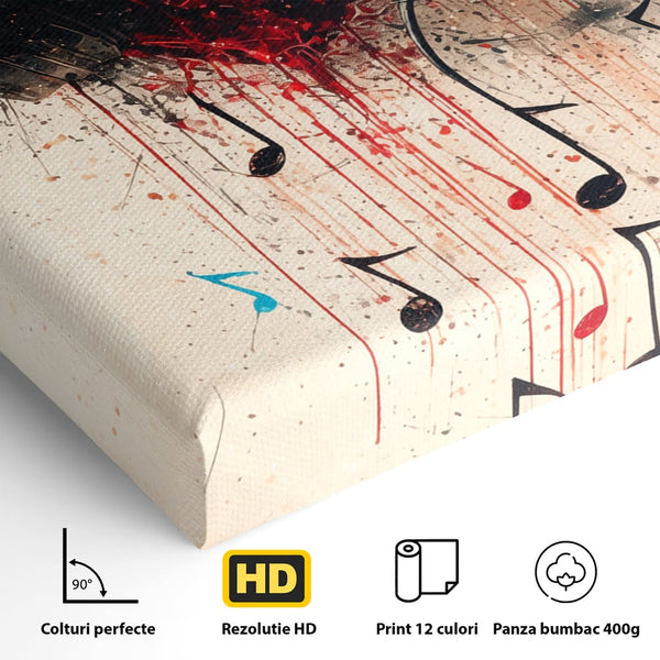 Tablou Canvas Premium, LuxCanva® E1061, Cand Muzica Devine Inima, Dragoste, Inima, Iubire, Melodie, Casti, Vibratie, Emotie, Sunet, Batai, Cantaret, Acorduri, Ritm, Living, Dormitor