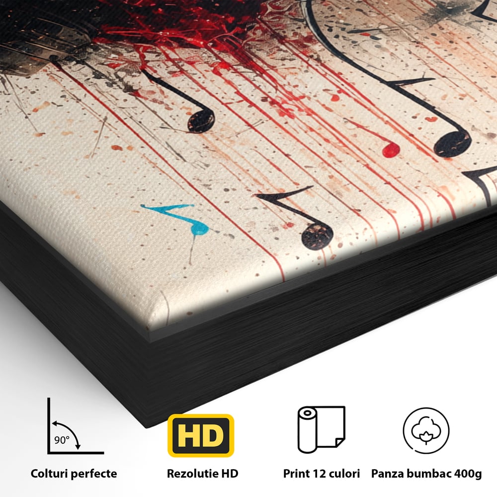 Tablou Canvas Premium, LuxCanva® E1061, Cand Muzica Devine Inima, Dragoste, Inima, Iubire, Melodie, Casti, Vibratie, Emotie, Sunet, Batai, Cantaret, Acorduri, Ritm, Living, Dormitor