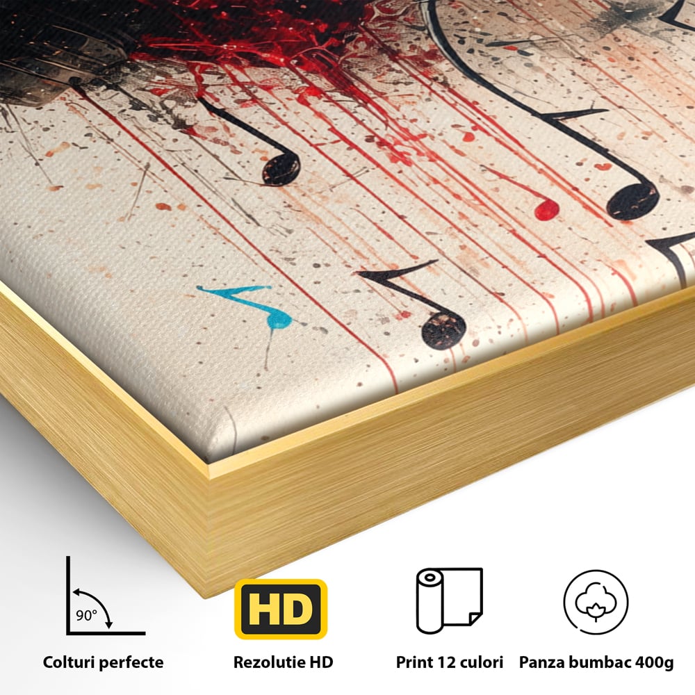 Tablou Canvas Premium, LuxCanva® E1061, Cand Muzica Devine Inima, Dragoste, Inima, Iubire, Melodie, Casti, Vibratie, Emotie, Sunet, Batai, Cantaret, Acorduri, Ritm, Living, Dormitor