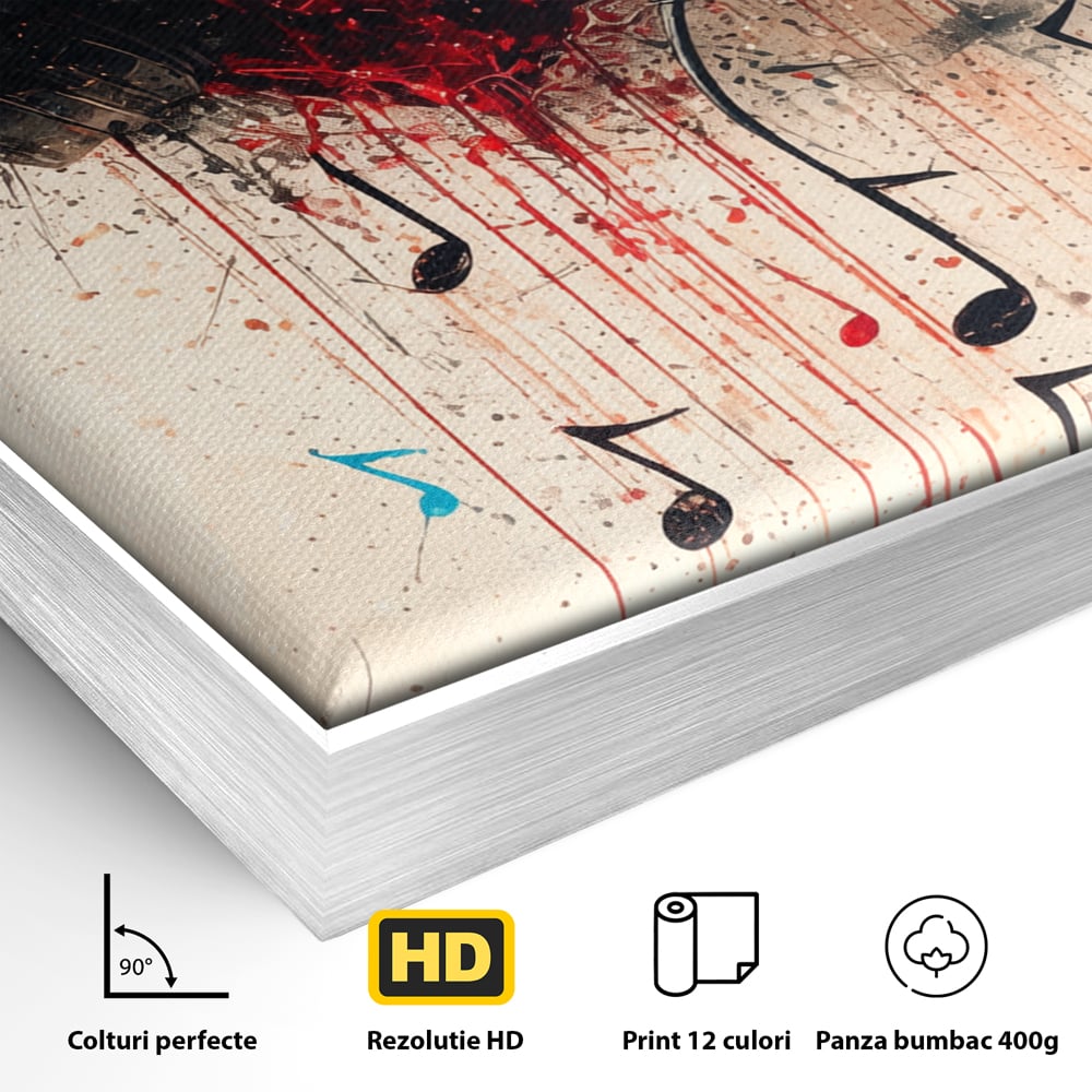 Tablou Canvas Premium, LuxCanva® E1061, Cand Muzica Devine Inima, Dragoste, Inima, Iubire, Melodie, Casti, Vibratie, Emotie, Sunet, Batai, Cantaret, Acorduri, Ritm, Living, Dormitor