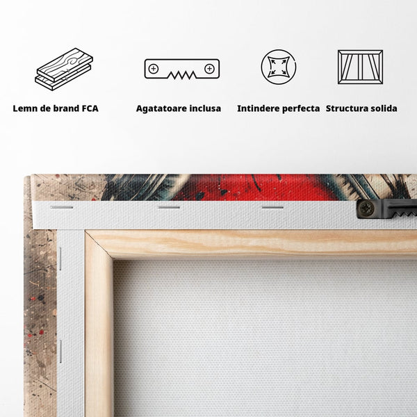 Tablou Canvas Premium, LuxCanva® E1061, Cand Muzica Devine Inima, Dragoste, Inima, Iubire, Melodie, Casti, Vibratie, Emotie, Sunet, Batai, Cantaret, Acorduri, Ritm, Living, Dormitor