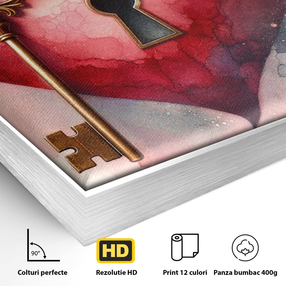 Tablou Canvas Premium, LuxCanva® E1062, Lacatul Sufletului, Dragoste, Inima, Iubire, Cheie, Lacat, Usa, Seif, Secret, Deschidere, Legamant, Protectie, Fidelitate, Arta, Living, Dormitor