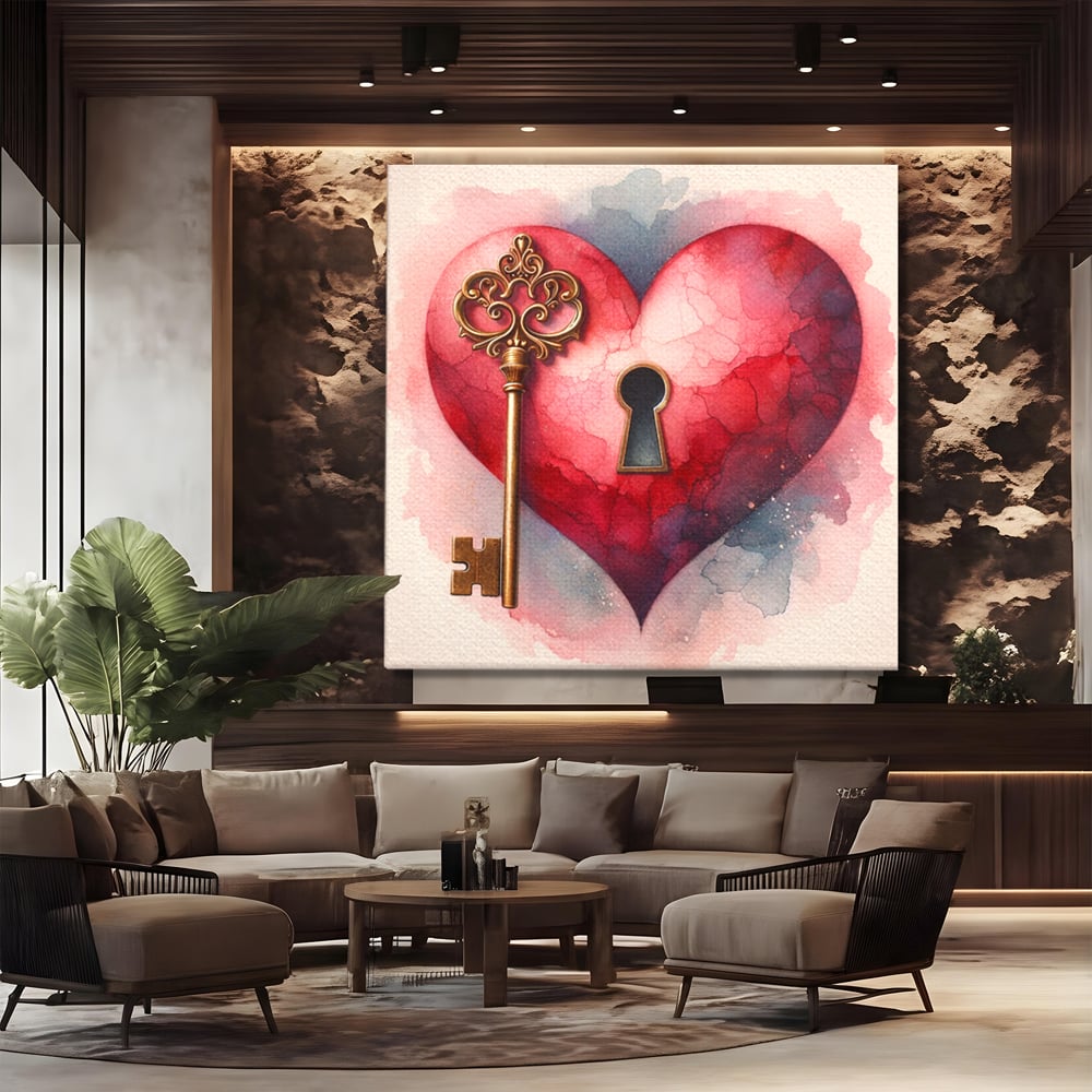 Tablou Canvas Premium, LuxCanva® E1062, Lacatul Sufletului, Dragoste, Inima, Iubire, Cheie, Lacat, Usa, Seif, Secret, Deschidere, Legamant, Protectie, Fidelitate, Arta, Living, Dormitor
