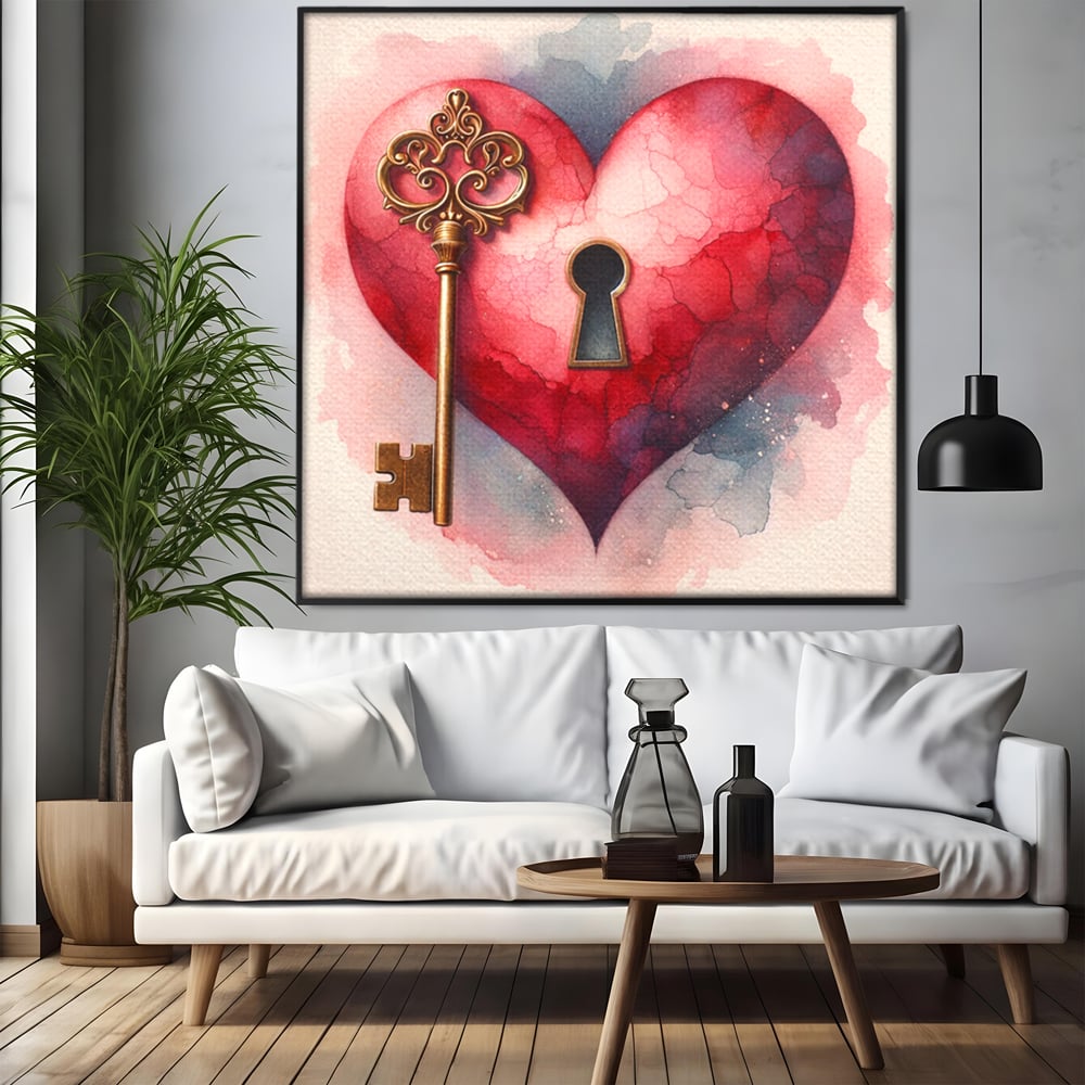 Tablou Canvas Premium, LuxCanva® E1062, Lacatul Sufletului, Dragoste, Inima, Iubire, Cheie, Lacat, Usa, Seif, Secret, Deschidere, Legamant, Protectie, Fidelitate, Arta, Living, Dormitor