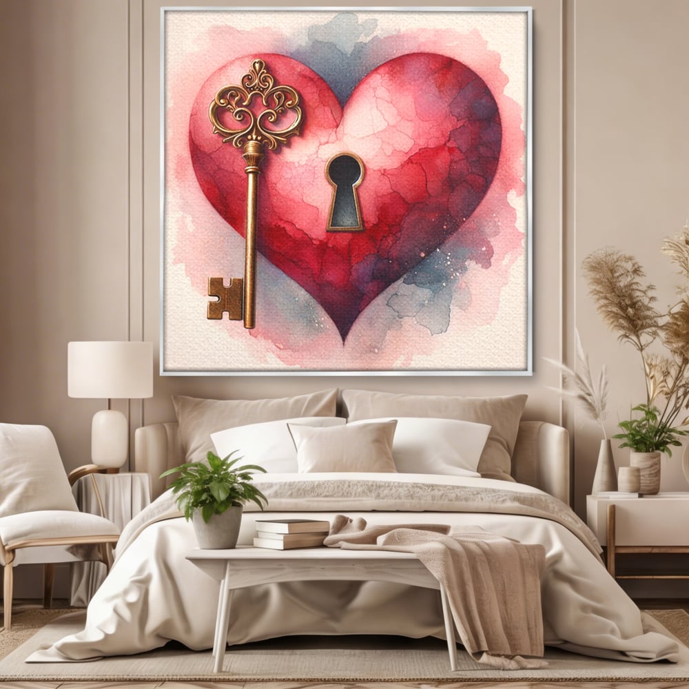 Tablou Canvas Premium, LuxCanva® E1062, Lacatul Sufletului, Dragoste, Inima, Iubire, Cheie, Lacat, Usa, Seif, Secret, Deschidere, Legamant, Protectie, Fidelitate, Arta, Living, Dormitor