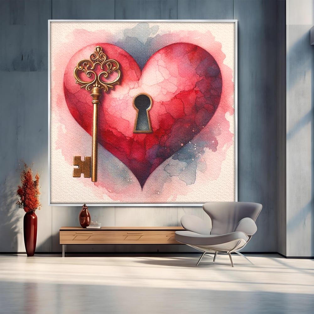 Tablou Canvas Premium, LuxCanva® E1062, Lacatul Sufletului, Dragoste, Inima, Iubire, Cheie, Lacat, Usa, Seif, Secret, Deschidere, Legamant, Protectie, Fidelitate, Arta, Living, Dormitor