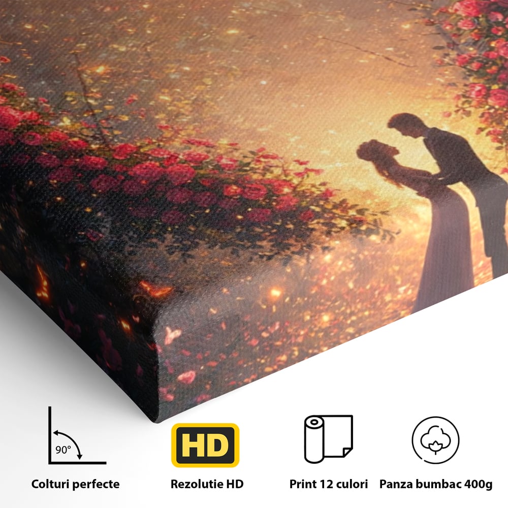 Tablou Canvas Premium, LuxCanva® E1064, Sub Coroana Iubirii, Dragoste, Inima, Iubire, Flori, Legamant, Ritual, Padure, Magie, Juramant, Logodna, Scantei, Arta, Living, Dormitor