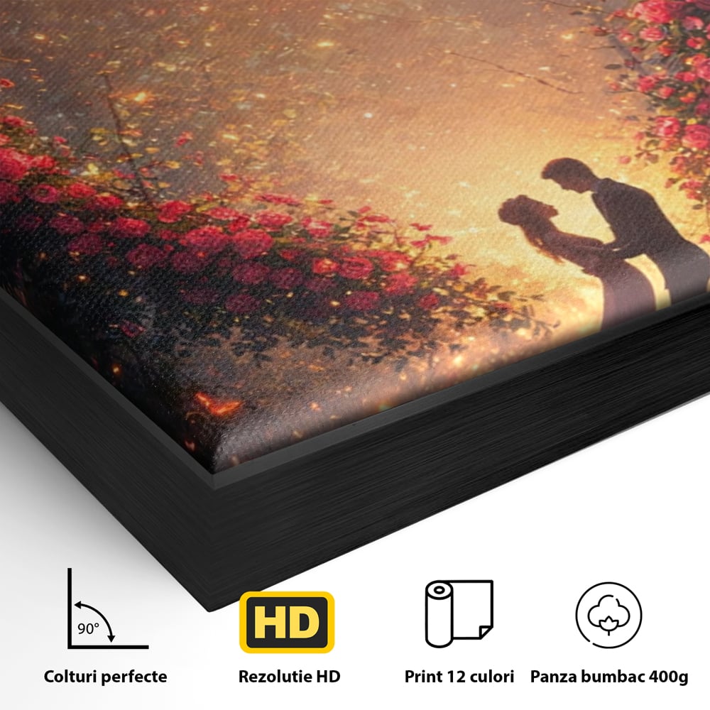 Tablou Canvas Premium, LuxCanva® E1064, Sub Coroana Iubirii, Dragoste, Inima, Iubire, Flori, Legamant, Ritual, Padure, Magie, Juramant, Logodna, Scantei, Arta, Living, Dormitor