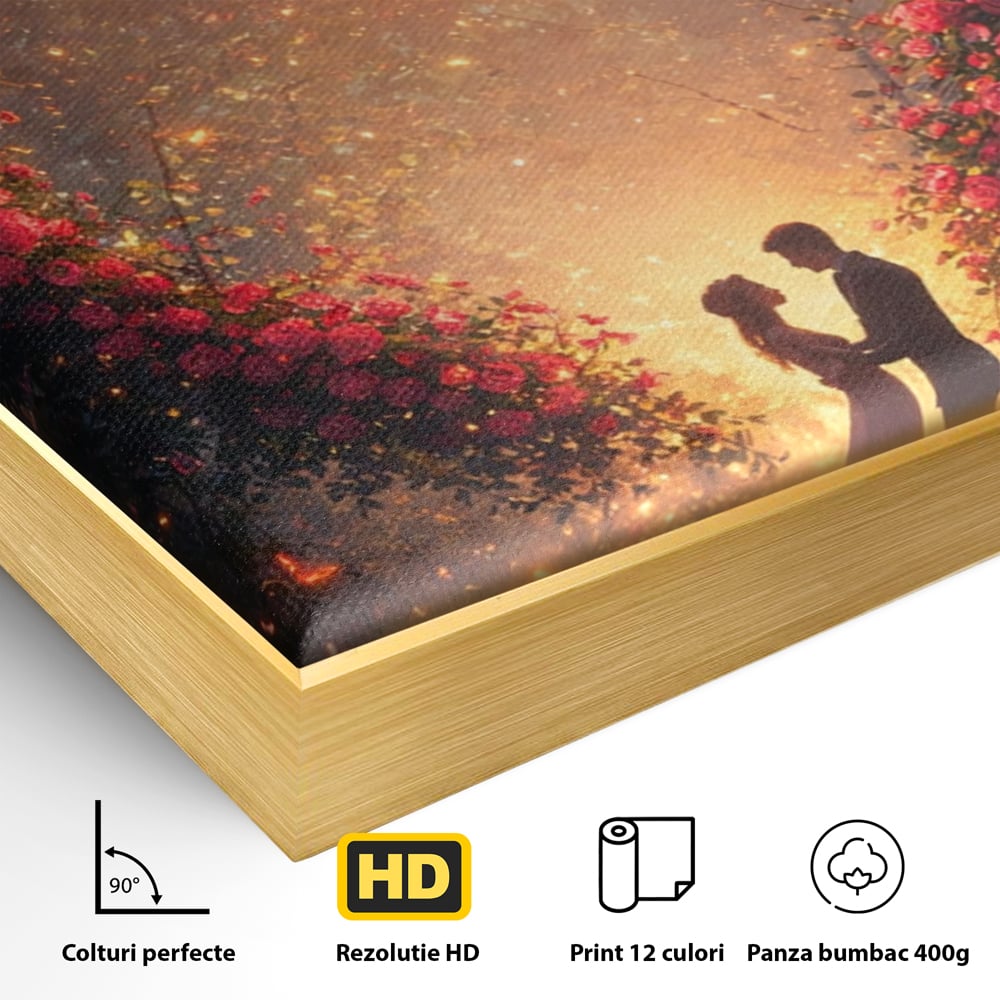 Tablou Canvas Premium, LuxCanva® E1064, Sub Coroana Iubirii, Dragoste, Inima, Iubire, Flori, Legamant, Ritual, Padure, Magie, Juramant, Logodna, Scantei, Arta, Living, Dormitor
