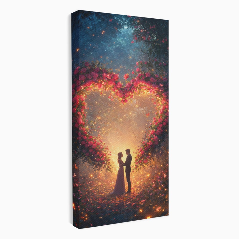 Tablou Canvas Premium, LuxCanva® E1064, Sub Coroana Iubirii, Dragoste, Inima, Iubire, Flori, Legamant, Ritual, Padure, Magie, Juramant, Logodna, Scantei, Arta, Living, Dormitor