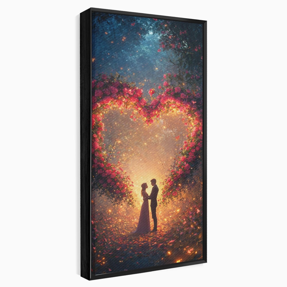 Tablou Canvas Premium, LuxCanva® E1064, Sub Coroana Iubirii, Dragoste, Inima, Iubire, Flori, Legamant, Ritual, Padure, Magie, Juramant, Logodna, Scantei, Arta, Living, Dormitor