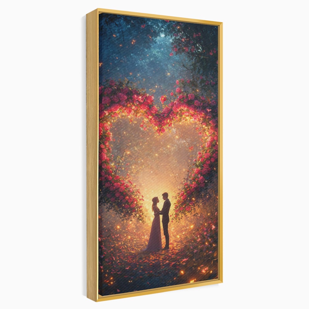 Tablou Canvas Premium, LuxCanva® E1064, Sub Coroana Iubirii, Dragoste, Inima, Iubire, Flori, Legamant, Ritual, Padure, Magie, Juramant, Logodna, Scantei, Arta, Living, Dormitor