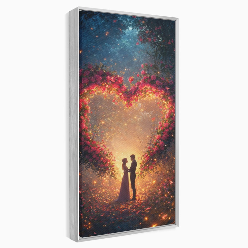 Tablou Canvas Premium, LuxCanva® E1064, Sub Coroana Iubirii, Dragoste, Inima, Iubire, Flori, Legamant, Ritual, Padure, Magie, Juramant, Logodna, Scantei, Arta, Living, Dormitor