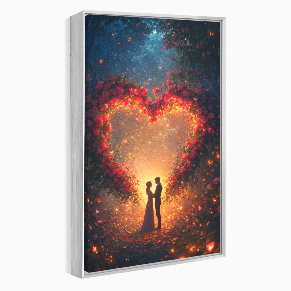 Tablou Canvas Premium, LuxCanva® E1064, Sub Coroana Iubirii, Dragoste, Inima, Iubire, Flori, Legamant, Ritual, Padure, Magie, Juramant, Logodna, Scantei, Arta, Living, Dormitor