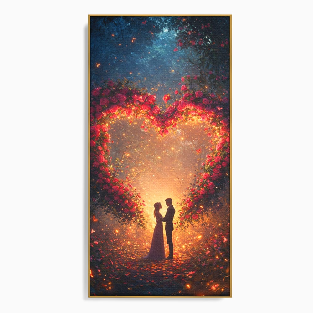 Tablou Canvas Premium, LuxCanva® E1064, Sub Coroana Iubirii, Dragoste, Inima, Iubire, Flori, Legamant, Ritual, Padure, Magie, Juramant, Logodna, Scantei, Arta, Living, Dormitor