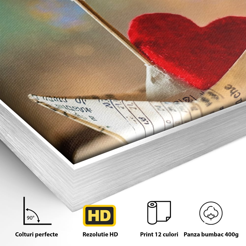Tablou Canvas Premium, LuxCanva® E1065, Drumul Inimii, Dragoste, Inima, Iubire, Barca, Hartie, Origami, Calatorie, Destin, Steag, Barca, Mesaj, Calatorie, Arta, Living, Dormitor