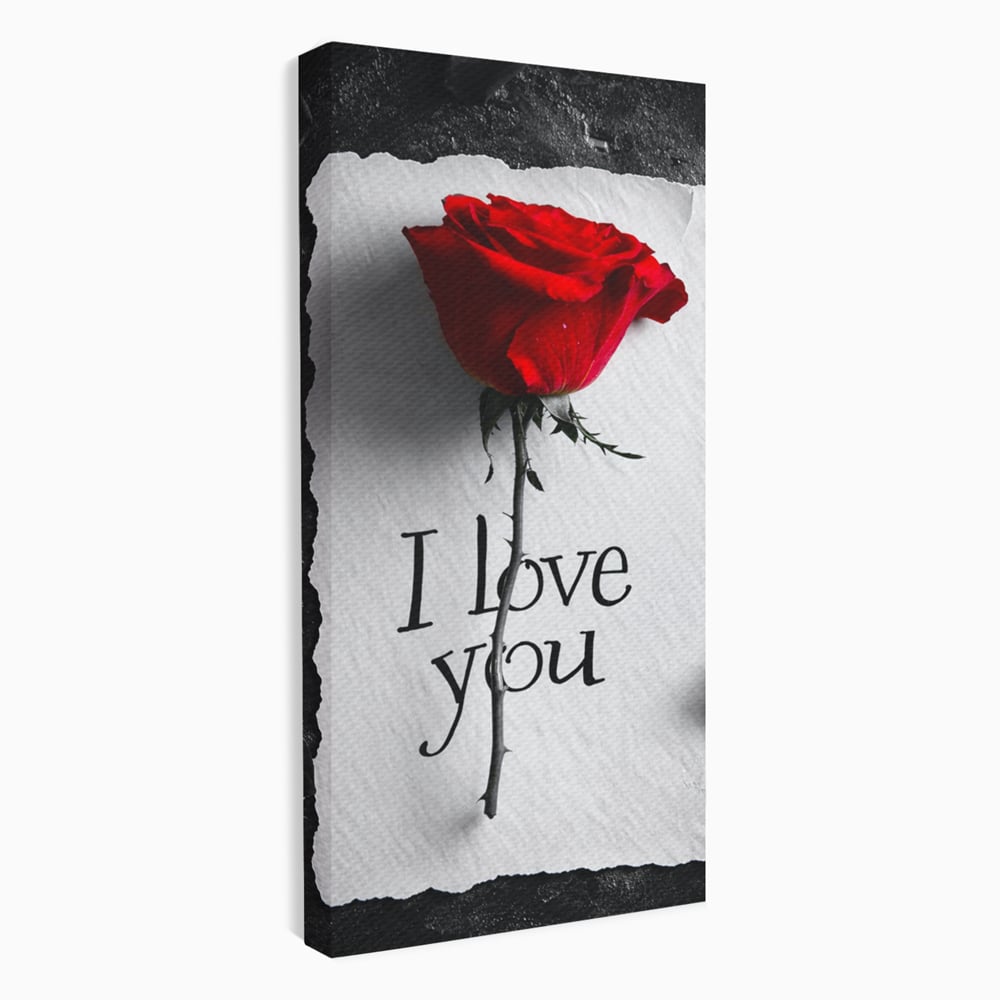Tablou Canvas Premium, LuxCanva® E1066, Un „Te Iubesc” Nemuritor, Dragoste, Inima, Iubire, Declaratie, Trandafir, Mesaj, Promisiune, Pasiune, Romantism, Fericire, Living, Dormitor