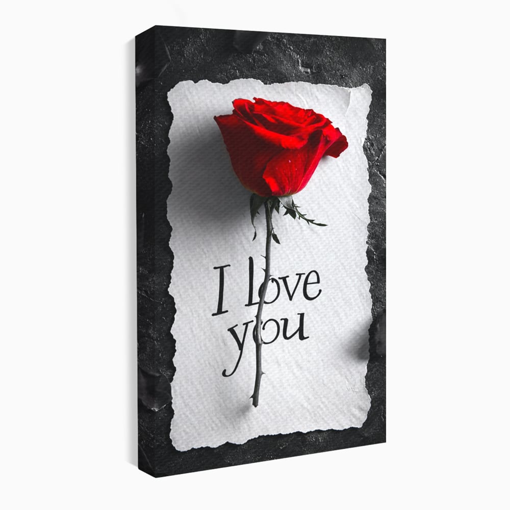 Tablou Canvas Premium, LuxCanva® E1066, Un „Te Iubesc” Nemuritor, Dragoste, Inima, Iubire, Declaratie, Trandafir, Mesaj, Promisiune, Pasiune, Romantism, Fericire, Living, Dormitor