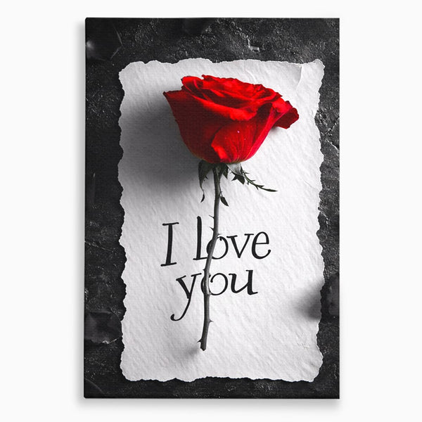 Tablou Canvas Premium, LuxCanva® E1066, Un „Te Iubesc” Nemuritor, Dragoste, Inima, Iubire, Declaratie, Trandafir, Mesaj, Promisiune, Pasiune, Romantism, Fericire, Living, Dormitor