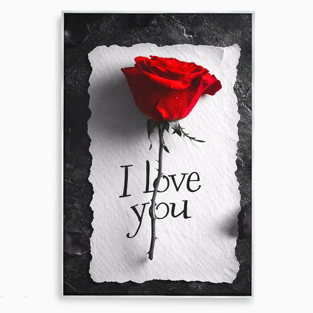 Tablou Canvas Premium, LuxCanva® E1066, Un „Te Iubesc” Nemuritor, Dragoste, Inima, Iubire, Declaratie, Trandafir, Mesaj, Promisiune, Pasiune, Romantism, Fericire, Living, Dormitor