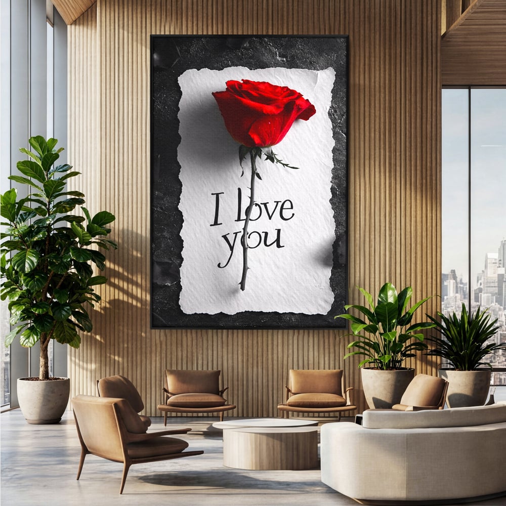 Tablou Canvas Premium, LuxCanva® E1066, Un „Te Iubesc” Nemuritor, Dragoste, Inima, Iubire, Declaratie, Trandafir, Mesaj, Promisiune, Pasiune, Romantism, Fericire, Living, Dormitor