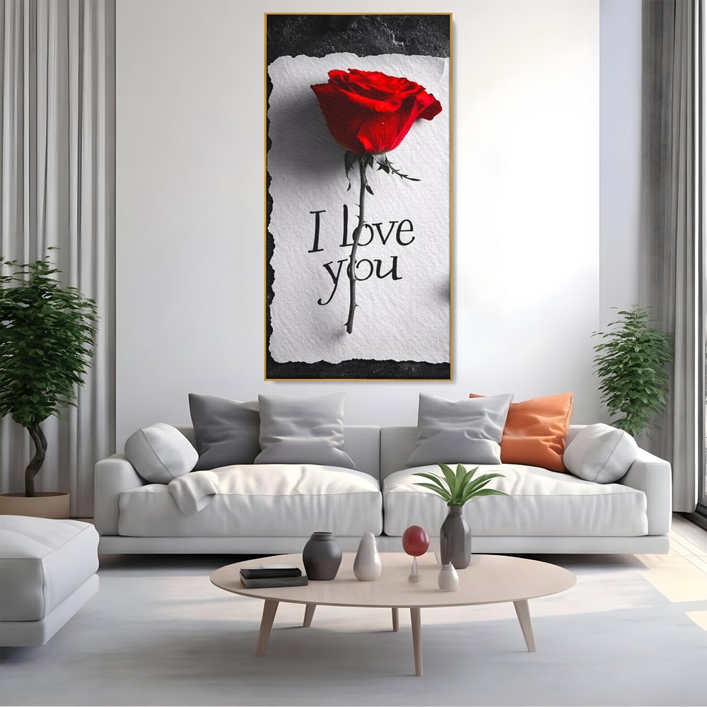 Tablou Canvas Premium, LuxCanva® E1066, Un „Te Iubesc” Nemuritor, Dragoste, Inima, Iubire, Declaratie, Trandafir, Mesaj, Promisiune, Pasiune, Romantism, Fericire, Living, Dormitor