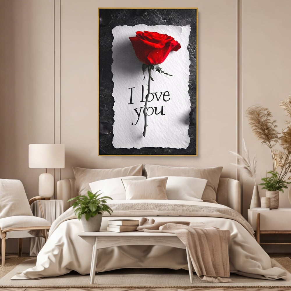 Tablou Canvas Premium, LuxCanva® E1066, Un „Te Iubesc” Nemuritor, Dragoste, Inima, Iubire, Declaratie, Trandafir, Mesaj, Promisiune, Pasiune, Romantism, Fericire, Living, Dormitor