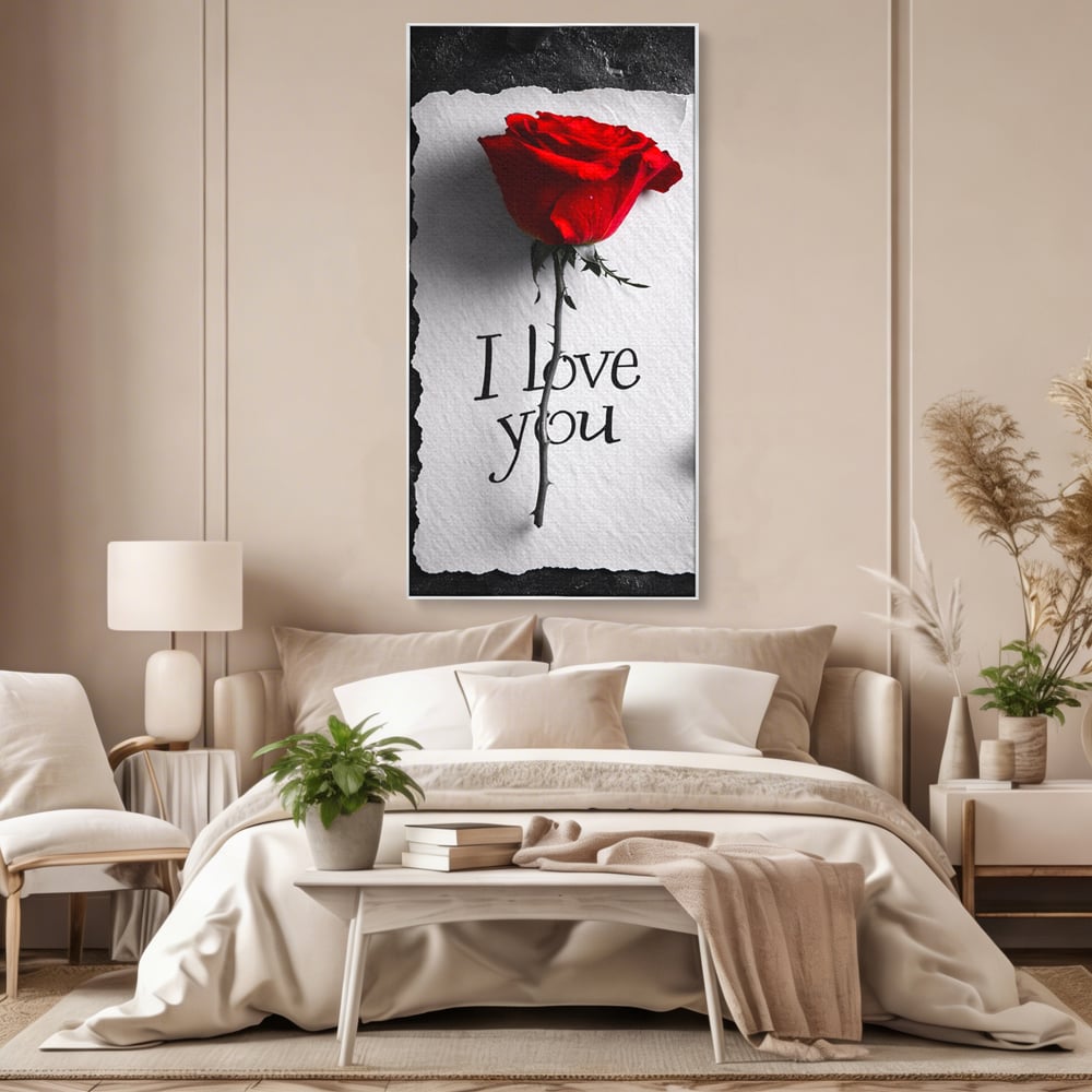 Tablou Canvas Premium, LuxCanva® E1066, Un „Te Iubesc” Nemuritor, Dragoste, Inima, Iubire, Declaratie, Trandafir, Mesaj, Promisiune, Pasiune, Romantism, Fericire, Living, Dormitor