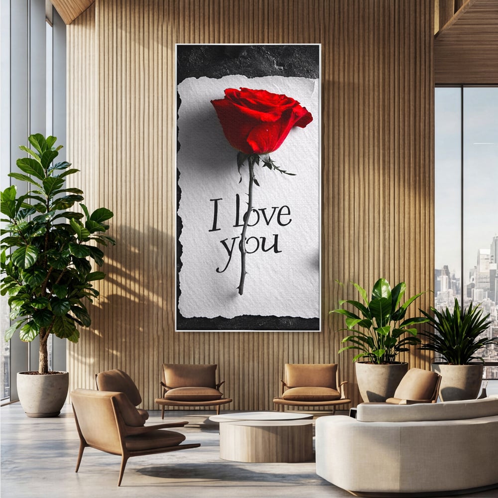 Tablou Canvas Premium, LuxCanva® E1066, Un „Te Iubesc” Nemuritor, Dragoste, Inima, Iubire, Declaratie, Trandafir, Mesaj, Promisiune, Pasiune, Romantism, Fericire, Living, Dormitor